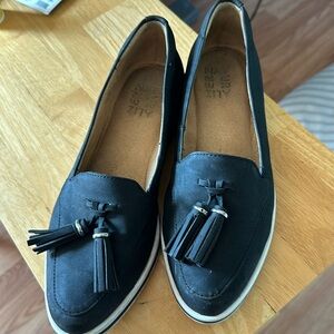 Sueded black loafers
